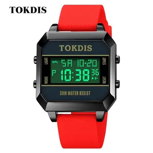 TOKDIS 2574高品质中国男士数码手表最佳功率硅胶表带防水计时手表
