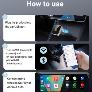 อะแดปเตอร์ไร้สาย CarPlay Android 2025 รุ่นใหม่ สมาร์ทออโต้ ติดตั้งง่ายแบบ Plug&Play เชื่อมต่อ <span class=keywords><strong>BT</strong></span> WiFi ได้เสถียร อัปเกรด OTA ได้ ใช้ได้กับรถยนต์ 99% - Product Image 5
