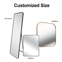 Miroir de corps rectangulaire long en or, miroir sur pied pour chambre à coucher, miroir pas cher, cadre en alliage d'aluminium, miroirs de toilette