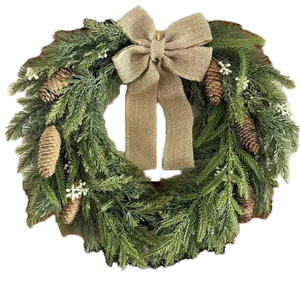 Christmas Home Decor Handmade Fireproof Eco-Friendly Plastic <b>Door</b> Hanging Artificial Bows Christmas Balls Flower Garland Wreath - Product Image 1