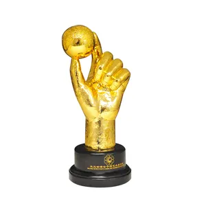 Tùy Chỉnh Poly Resin Hand Giải Thưởng Vàng Cho Lưu Niệm Thể Thao Danh Hiệu Cup Statue