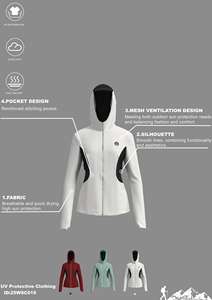 UPF 50+ UV Sun Protection Jacket <strong>Women</strong> <strong>Zip</strong> <strong>up</strong> Hoodie Long Sleeve Breathable Outdoor Clothes Fishing Running Jacket - Product Image 2
