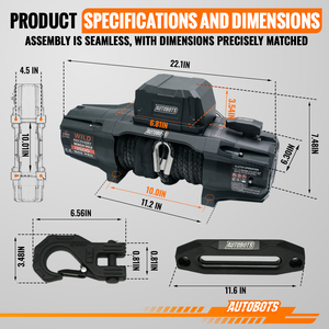 Verricello Elettrico AUTOBOTS Db da 13500 lbs con Motore 12V DC e Corda Sintetica 24V per Traino su Sabbia per Auto Camion Rimorchio <span class=keywords><strong>Jeep</strong></span> 4WD - Product Image 2