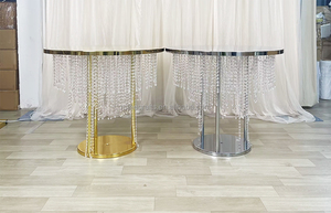 Table de gâteau de mariage de luxe moderne avec <span class=keywords><strong>perles</strong></span> de cristal, or blanc, diamant, décoration de réception - Product Image 4