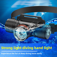 Lampe frontale LED 1200LM ultra lumineuse IPX8 lampe de poche de plongée 4 Modes pour plongée natation exploration sous-marine matériau aluminium
