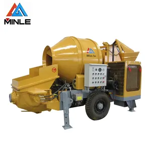 MINLE taşınabilir dizel beton mikseri pompa makinası ile/kendinden yüklemeli mobil beton mikseri ile pompa inşaat için