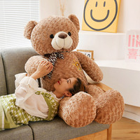 Set mainan boneka beruang Teddy warna-warni & klasik, boneka beruang lembut dengan dekorasi pita/dasi kupu-kupu mainan mewah