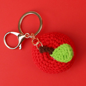 Trái cây móc móc khóa nho cam cherrie bơ chanh đào dưa hấu dâu tây Amigurumi đan móc chìa khóa anh đào - Product Image 4