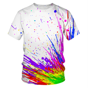 Maglietta estiva a maniche corte da <span class=keywords><strong>uomo</strong></span> girocollo ampia Graffiti Painting 3D stampa digitale t-Shirt a trasferimento termico - Product Image 2