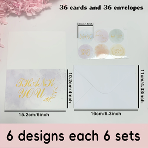 Cartes de remerciement de mariage luxueuses avec dorure à chaud, enveloppes et autocollants assortis pour petites entreprises - Product Image 3