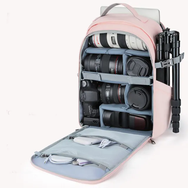 Tas ransel kamera merah muda, tas laptop lembut untuk dslr 700d canon caden nikon nx100 video 5d mark intax mini 11 besnfoto tenba