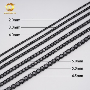 Wholesale Price <strong>Solid</strong> 925 <strong>Silver</strong> Hip Hop Jewelry Bracelet <strong>Necklace</strong> Iced Out 2 to 6.5mm Black VVS Moissanite Diamond Tennis Chain - Product Image 4