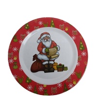 Assiettes à dîner en mélamine de Noël Assiettes rondes à thème de Noël Vaisselle réutilisable Ensemble de vaisselle pour salade Pâtes Fête d'anniversaire