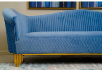 Ensemble de canapés Chesterfield de luxe 3 places, canapé-lit en tissu velours doré, pieds en acier inoxydable - Design moderne pour salon, école