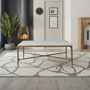 Living <strong>White</strong> Natural Marble Rectangle <strong>End</strong> <strong>Table</strong> Hand Forged Thaddeus Marble Coffee <strong>Table</strong> - Product Image 5