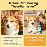 Nettoyant Auriculaire Liquide pour Animaux de Compagnie 110ml, Formule à Base de Plantes avec Huile Essentielle de Houttuynia et Menthe, Dissolvant Doux de Cérumen pour Chiens et Chats, OEM