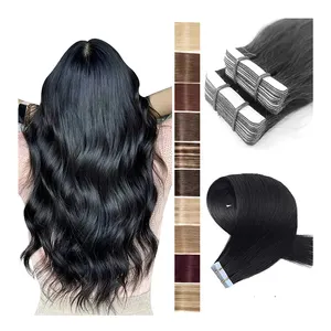 RTS strong adhesive brazilian 100human hair double drawn tape in hair extensions , invisible tape ins extensions raw hair