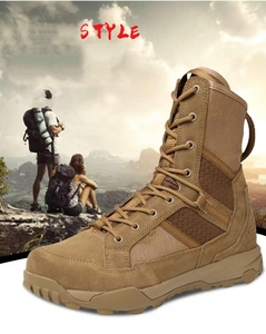 Esing Bốt Chiến Thuật Cao đến đầu gối 8 inch bốt sa mạc đào tạo Đi Bộ Đường Dài Ngoài Trời bền chống trượt có khóa kéo có dây buộc - Product Image 4