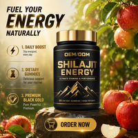 Complément alimentaire en bonbons gélifiés à l'extrait de résine de Shilajit pur de l'Himalaya, sans sucre, halal, 800 mg, en gros, OEM, marque privée
