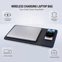 Housse pour ordinateur portable avec fonction tapis de souris, en cuir PU, sacoche pour ordinateur portable avec charge sans fil 15W, charge rapide, étui de voyage pour ordinateur portable