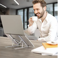 Support portable pour ordinateur portable en alliage d'aluminium, réglable sur 6 niveaux, avec dissipation thermique creuse, idéal pour le bureau