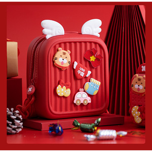 New Year Travel Bag For Kids Red Cartoon EVA <b>Backpack</b> With Wings And Stickers Unisex <b>Children's</b> Gift K32 - Product Image 4