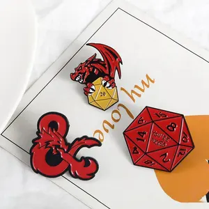 Broche de metal para bonés, broche de lapela esmaltado para jogos DND, masmorras e dragões, mastery de metal para desenhos animados, atacado