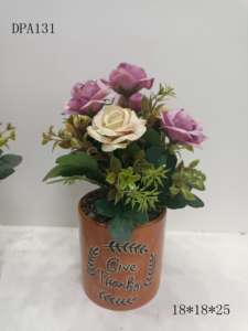Flores artificiales en maceta de seda, rosas, <span class=keywords><strong>dalias</strong></span>, peonías, bonsái, <span class=keywords><strong>casa</strong></span>, oficina, restaurante, mesa, centros de mesa, decoración de alféizar - Product Image 4