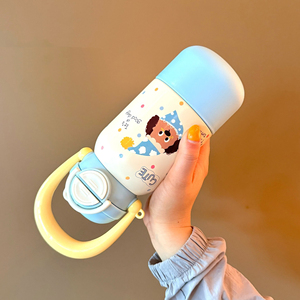 Bouteille d'eau isotherme mignonne pour enfants de 550 ml, en acier inoxydable, avec poignée de transport portable, thermos pour enfants, logo personnalisé - Product Image 6