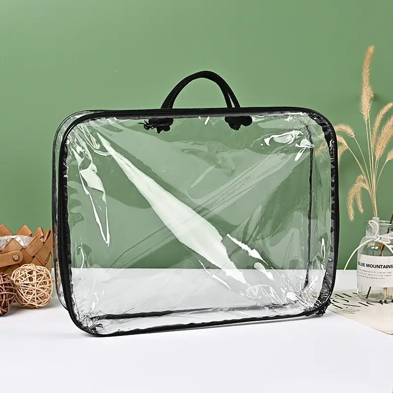 Resealable स्पष्ट पीवीसी ज़िप ताला प्लास्टिक बिस्तर भंडारण बैग पीवीसी धातु जिपर बैग