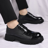 Chaussures habillées décontractées britanniques à lacets en PU pour hommes, grande taille 40-48, à semelle épaisse compensée, motif à carreaux, pour le printemps/l'automne