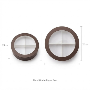 Caja de Regalo Redonda de Papel con 4 Compartimentos, Caja de Embalaje con Ventana para Panadería y Comercio Minorista - Product Image 2