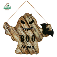 Nouvelles décorations murales rustiques en bois massif blanchi, boîtes peintes, lettres, thème Halloween, décorations murales de style ferme pour la maison