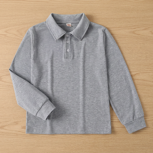 Polo rayé à manches longues pour garçons, col blanc, en coton tricoté, haut décontracté, t-shirt rayé avec col à revers, hauts polyvalents et tendance - Product Image 4