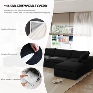 ATUNUS soggiorno mobili moderni U L forma di piume kaki tessuto lavabile nuvola 3 4 7 posti divano componibile componibile divano Set - Product Image 5