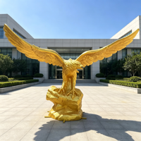Sculpture réaliste d'aigle chauve en fibre de verre, grande statue d'aigle pour la décoration de villas, jardins, pelouses et paysages extérieurs