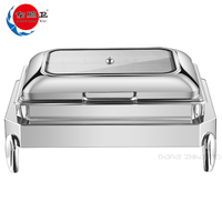 Plat de service de luxe pour buffet, chauffe-plat en acier inoxydable et verre, 6L/9L, chauffage électrique ou à combustible, idéal pour la restauration, fabrication OEM