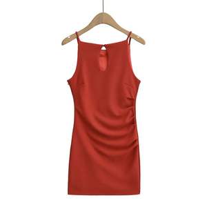 Vestido de Primavera Estilo Francés con Diseño Plisado Calado, Cintura Ajustada, Ajuste Ceñido a la Cadera, Antiestático, Sin Mangas, Cuello Alto - Product Image 6