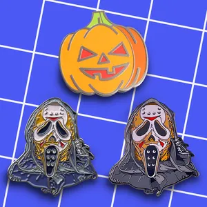 Wholesale custom metal dreadful character lapel pin badge soft enamel horror movie monster pin