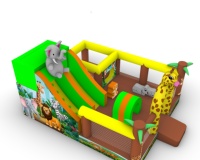 Château gonflable pour enfants, thème jungle, mur d'escalade, toboggan, PVC durable, château gonflable commercial pour enfants, fête en plein air
