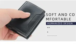 OEM260 Minimalist Mens Wallet Genuine PU Leather Credit Card Rfid Blocking Crypto Air Wallet For Men PU Leather Slim Man Wallet