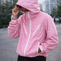 Veste coupe-vent imperméable à capuche en polyester et nylon, réactive à l'eau, pour homme, idéale pour la randonnée en extérieur