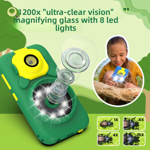 Microscope pour téléphone portable pour enfants, 1200x HD, objectif à bascule, 4 lames, nouveau, avec écran, accessoire de visualisation des bactéries, jouet portable - Product Image 5