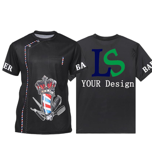 T-shirt de salon de coiffure avec LOGO personnalisé, salon de coiffure professionnel, salon de coiffure à la vieille école, uniforme de barbier, t-shirts pour hommes - Product Image 1