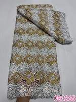 Nouveau Tissu en Dentelle Guipure Brodé de Haute Qualité pour Fête, Tissu en Dentelle Guipure Florale Africaine avec Paillettes