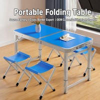Table pliante portable en alliage d'aluminium avec réglage de la hauteur sur 3 niveaux, mobilier d'extérieur pour le camping, le pique-nique, le balcon et les voyages