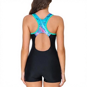 <b>Women's</b> Athletic One Piece Boyleg Swimsuit Sleeveless Color Block Swimwear <b>for</b> Training <b>Swimming</b> Custom Logo Wholesale - Product Image 3