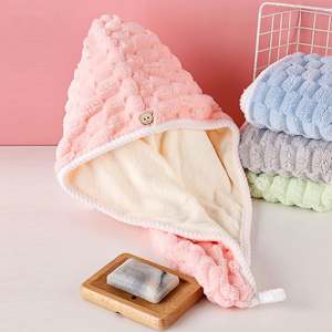 Serviette double couleur épaississante Turban pour filles à séchage rapide avec bouton réglable pour femmes cheveux humides <span class=keywords><strong>anti</strong></span>-frisottis - Product Image 6