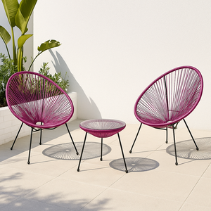 Tất Cả Thời Tiết 3-Mảnh Ngoài Trời Acapulco <span class=keywords><strong>Bistro</strong></span> Đặt Thoải Mái Patio Vườn Ghế Với Bàn Kính Cho Sân Vườn Ngoài Trời Đồ Nội Thất - Product Image 4