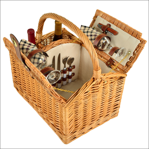 Canasta <span class=keywords><strong>de</strong></span> Mimbre Grande para Alimentos, Canasta <span class=keywords><strong>de</strong></span> <span class=keywords><strong>Picnic</strong></span> con Botella <span class=keywords><strong>de</strong></span> Vino para Actividades al Aire Libre o Fiestas con Amigos - Product Image 2